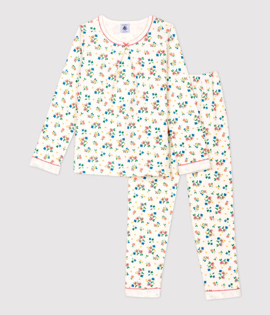 Girls' Floral Print Tube Knit Pyjamas MARSHMALLOW white/MULTICO white